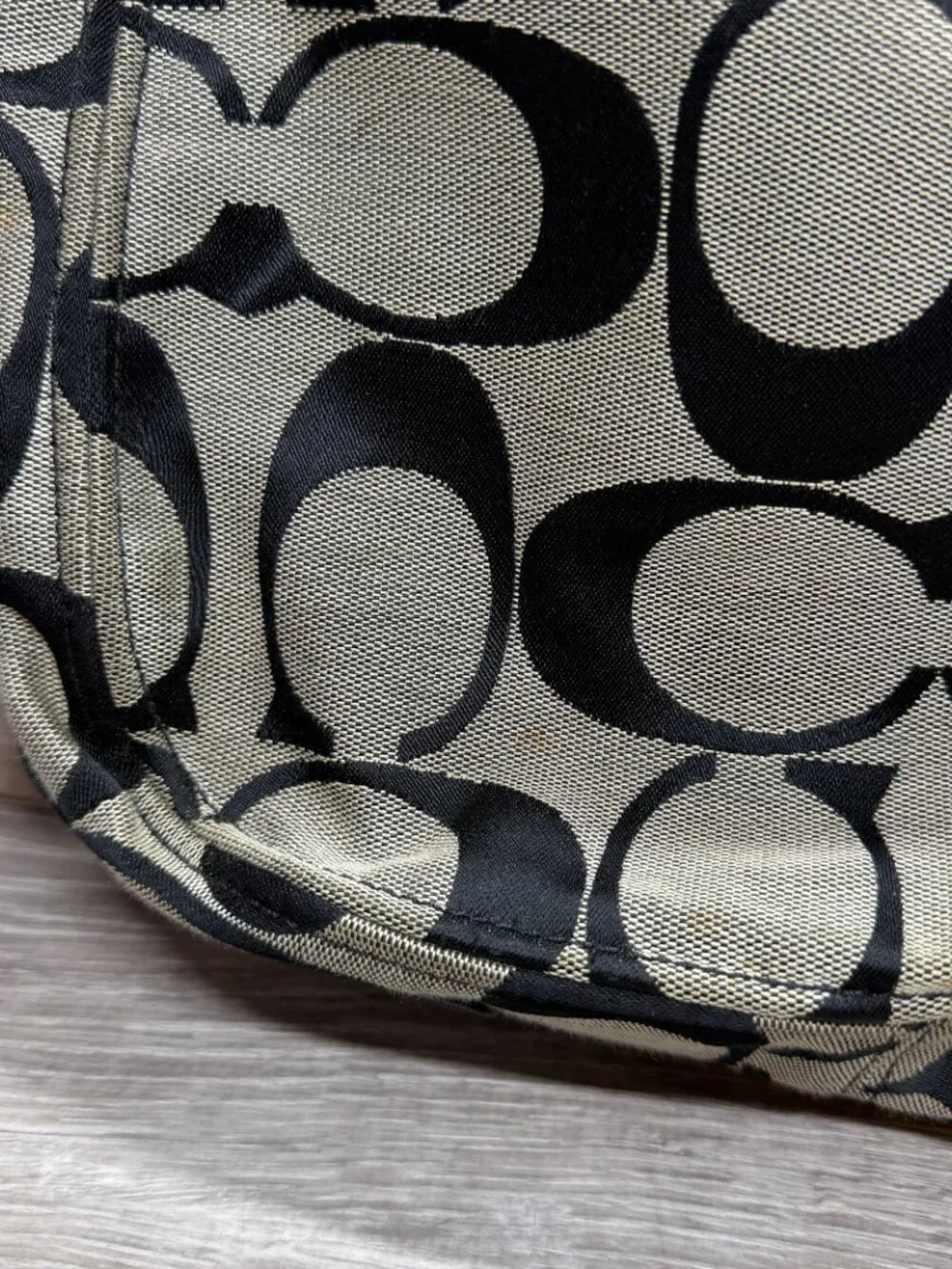 Coach 12657 Zoe Signature Black Gray Hobo Shoulder Bag Canvas Leather Y2K VTG